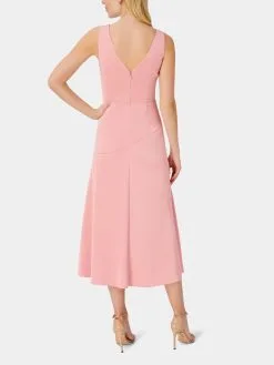 Aidan By Aidan Mattox V-Neck Satin Midi Dress -Jewelry Accessories a648ee69 14c2 41fc a516 017dadd94315