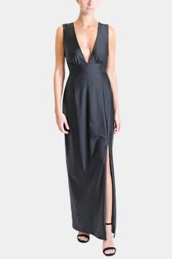 Julia Jordan Long Deep V Neck Dress