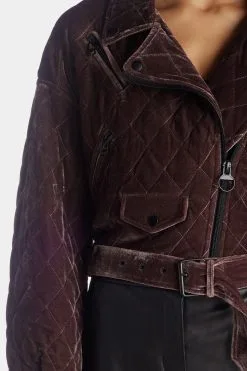 Avec Les Filles Velvet Quilted Cropped Moto Jacket -Jewelry Accessories a89cc4c1 fed6 4cb4 894b 87a153cb7b56