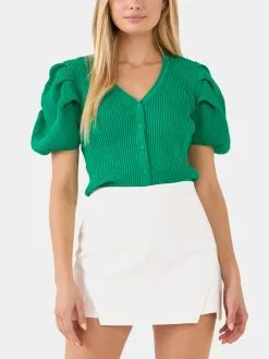 Endless Rose Floral Puff Short Sleeve Cardigan