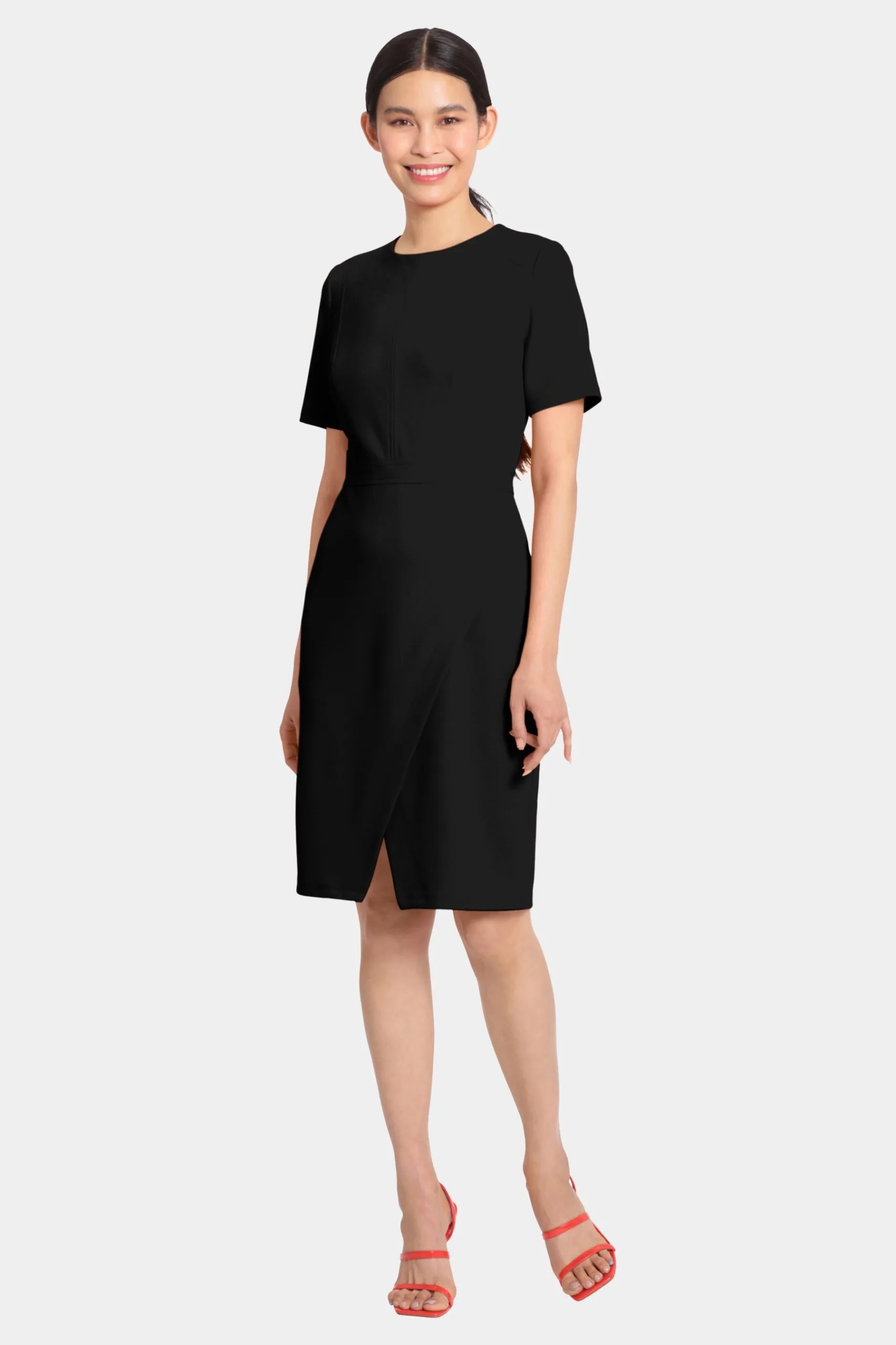 Maggy London Faux Wrap Skirt Midi Dress 6 Maggy London Faux Wrap Skirt Midi Dress - Image 4