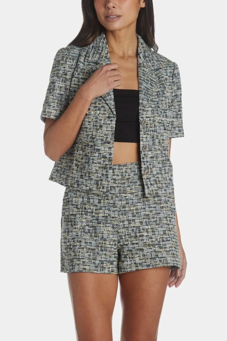 Current Air Short Sleeve Cropped Tweed Jacket 13 Current Air Short Sleeve Cropped Tweed Jacket - Image 11
