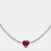Julianna B Heart Ruby And White Sapphire Tennis Necklace -Jewelry Accessories b8c25043 c912 4e5b 8084 ef6e714876d3