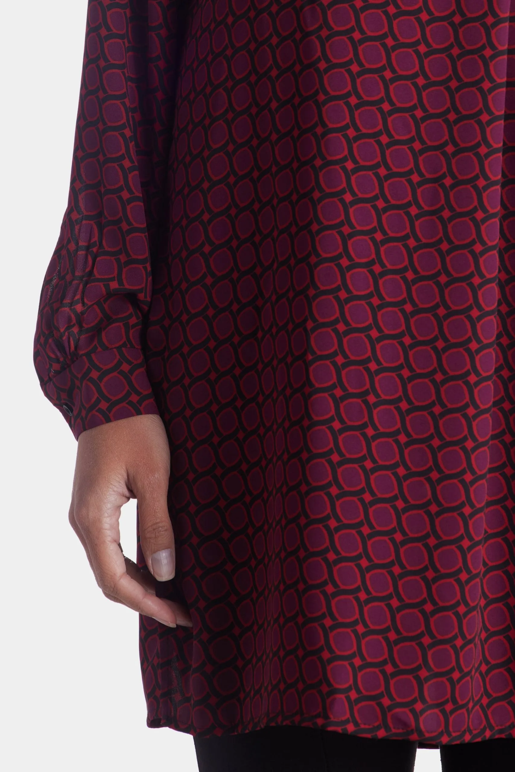 Anne Klein Printed Long Sleeve Pop-Over Tunic 4 Anne Klein Printed Long Sleeve Pop-Over Tunic - Image 2