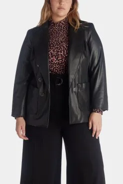 Anne Klein Vegan Leather Faux Double Breasted Jacket -Jewelry Accessories bee590fa f8d6 409c 8bf5 eb0a8baef64c