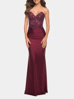 La Femme Stunning Strapless Jeweled Lace And Jersey Dress -Jewelry Accessories c0a7635e 7f3c 46a4 a5b7 454110c9e39b