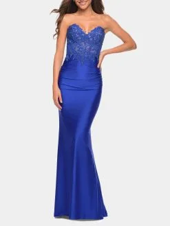 La Femme Stunning Strapless Jeweled Lace And Jersey Dress -Jewelry Accessories c4aedf51 3dc8 4326 a7f6 24e4ece07a07