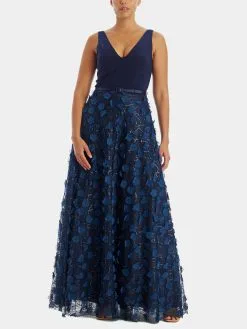 Eliza J Sleeveless Gown W Skinny Belt