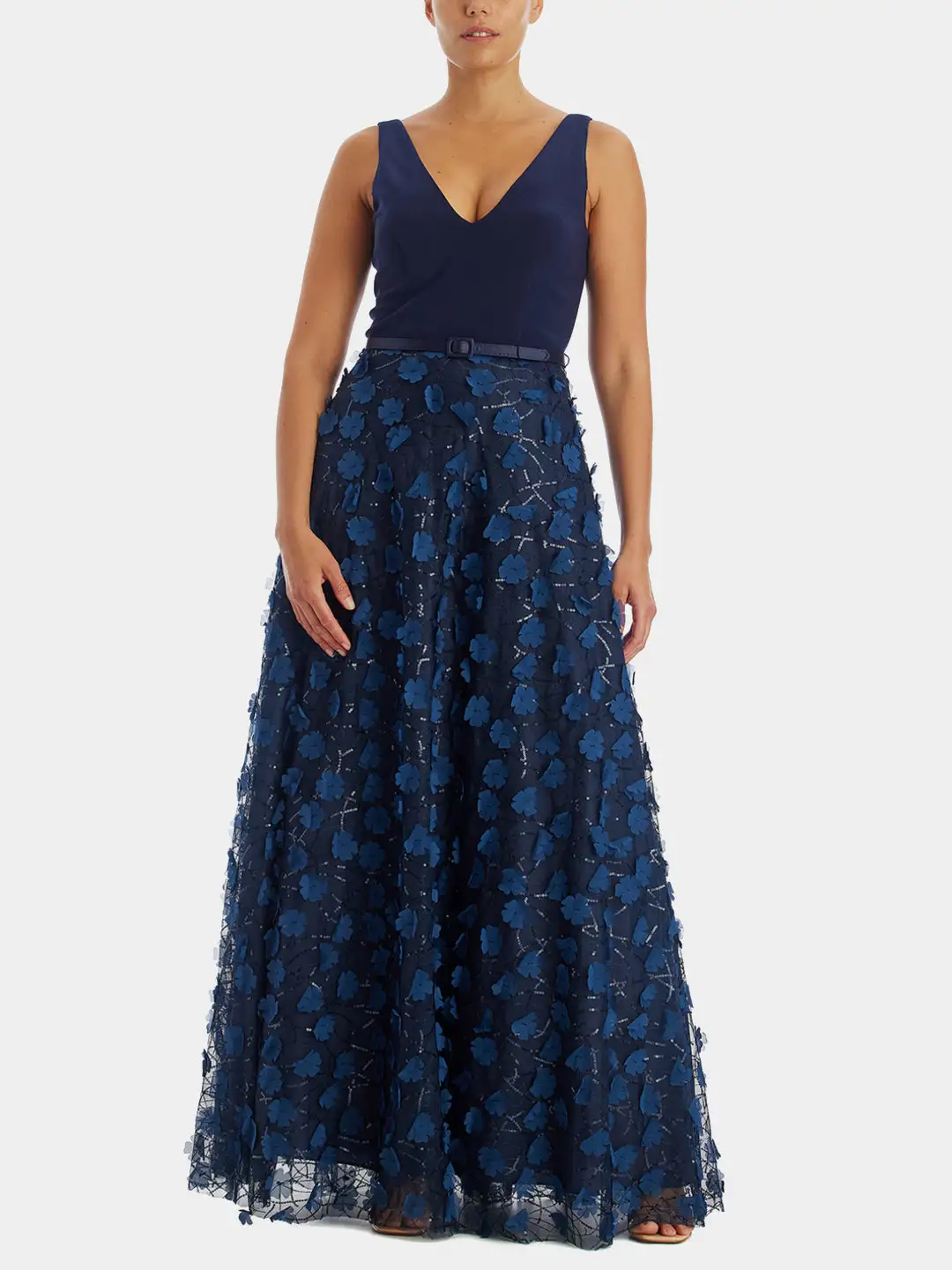 Eliza J Sleeveless Gown W Skinny Belt 3 Eliza J Sleeveless Gown W Skinny Belt