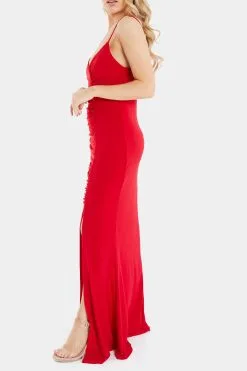 Quiz Red Scuba Crepe Ruched Front Strappy Maxi Dress -Jewelry Accessories d194d6f8 7bc2 4731 bd90 b5e65733f43b