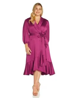 Adrianna Papell Satin Crepe Wrap Dress -Jewelry Accessories d1f5ddb7 8416 4d2f b804 97ab7b890e03