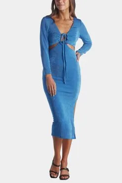 LENA Slinky Cut Out Midi Dress