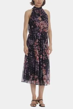 Adrianna Papell Floral Chiffon Halter Dress