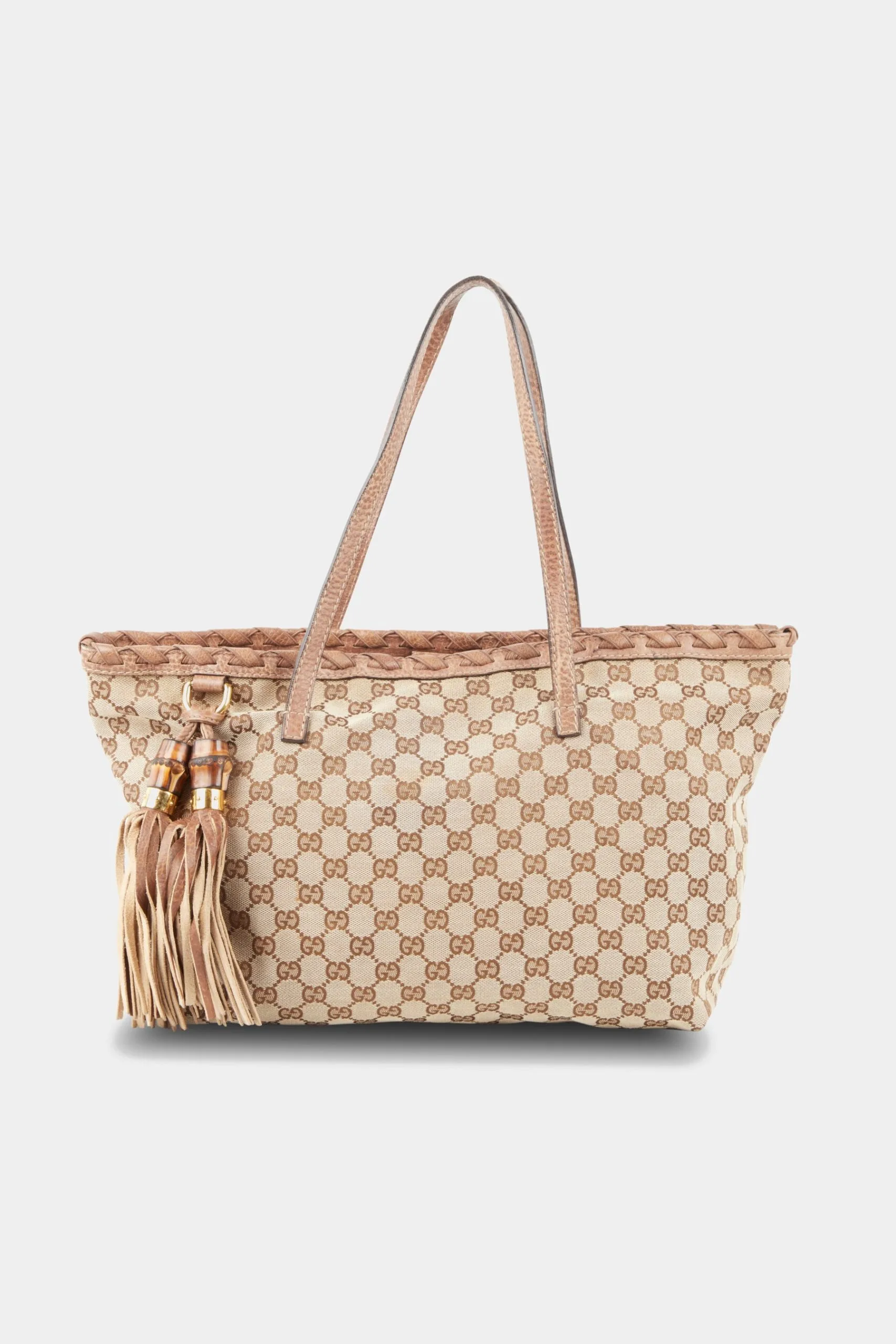 Gucci Bamboo Tassel GG Canvas Tote Bag 3 Gucci Bamboo Tassel GG Canvas Tote Bag