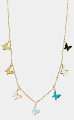 Sphera Milano Multi Colored Butterfly Charm Necklace