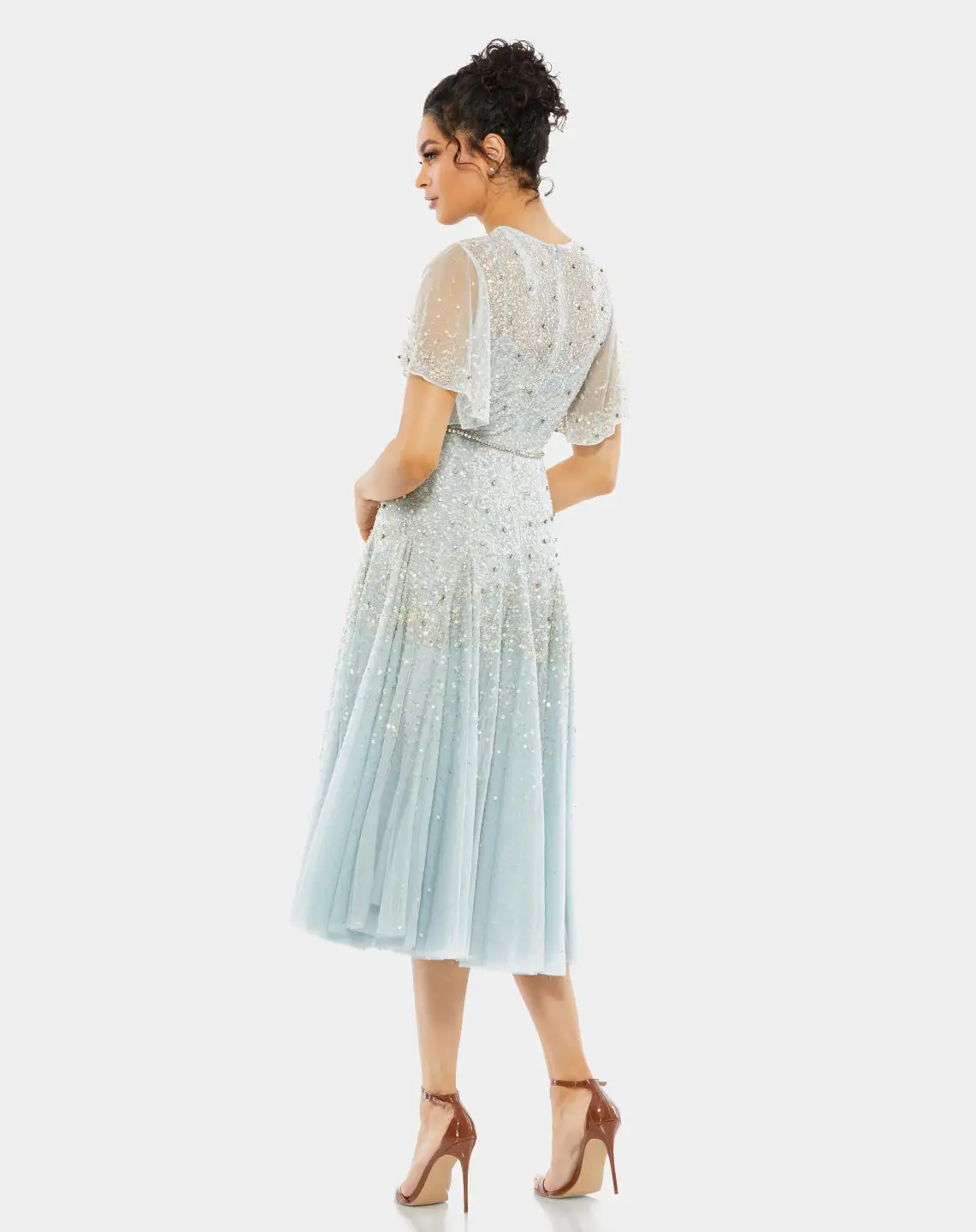 Mac Duggal Embellished Illusion Neck Butterfly Sleeve Midi Dress 7 Mac Duggal Embellished Illusion Neck Butterfly Sleeve Midi Dress - Image 5