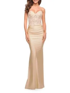 La Femme Stunning Strapless Jeweled Lace And Jersey Dress -Jewelry Accessories e0066f42 7e32 46ab bbb4 6501ca753f64