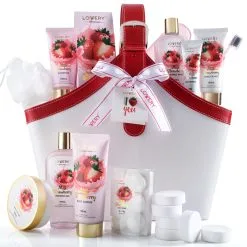 Lovery Milky Strawberry Deluxe Home Spa Bag 25-Piece Set