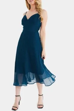 Quiz Teal Chiffon Strappy Midi Skater Dress