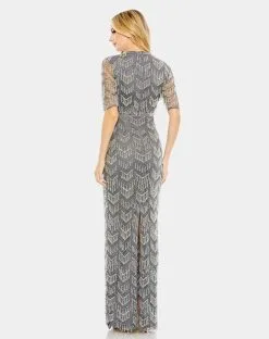 Mac Duggal Beaded Fringe Quarter Sleeve Column Gown 9 Mac Duggal Beaded Fringe Quarter Sleeve Column Gown -Jewelry Accessories edee8e8c 235a 4cb3 89e7 2bba9c0f7242