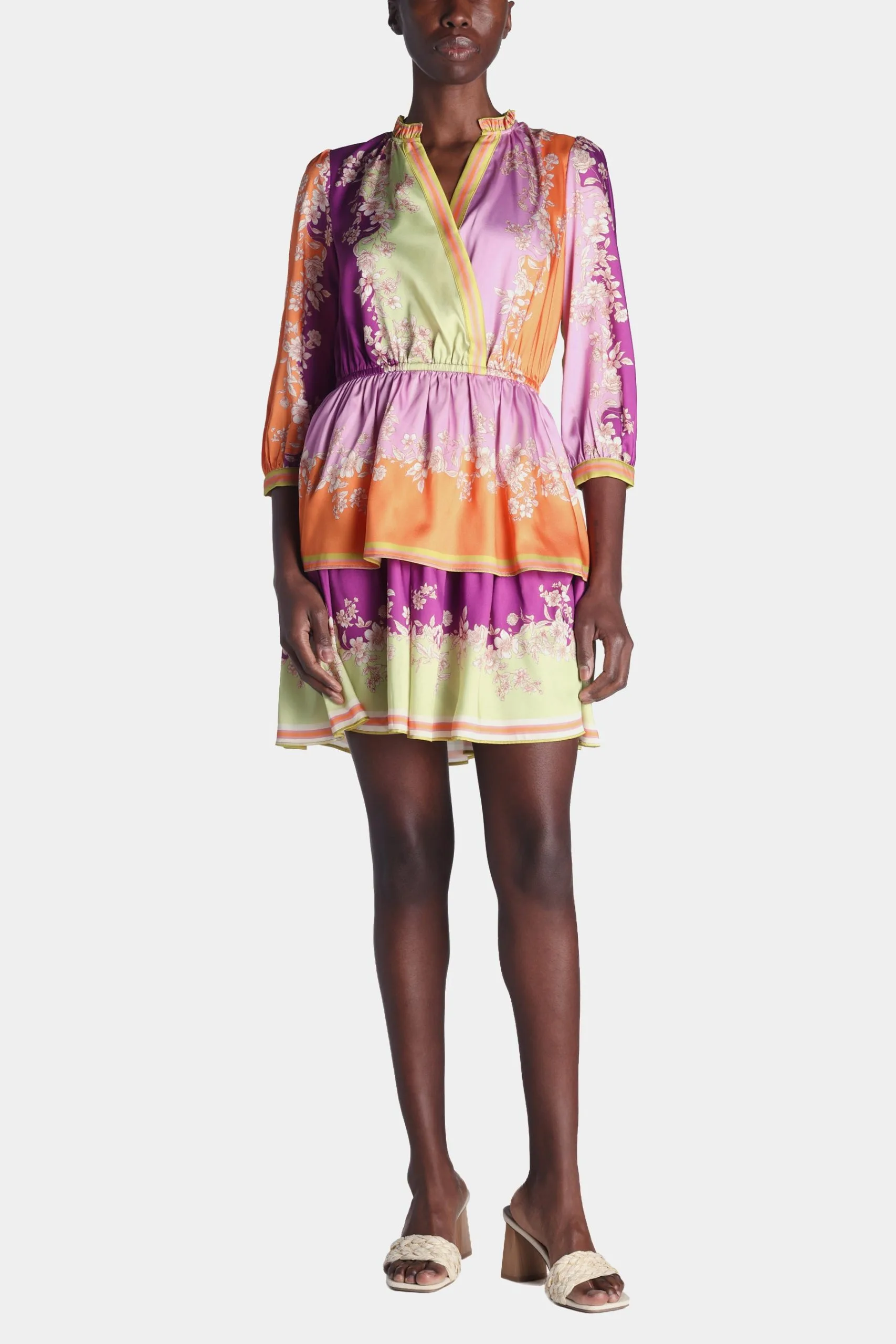 Current Air 3/4 Sleeve Surplus Border Print Mini Dress 3 Current Air 3/4 Sleeve Surplus Border Print Mini Dress