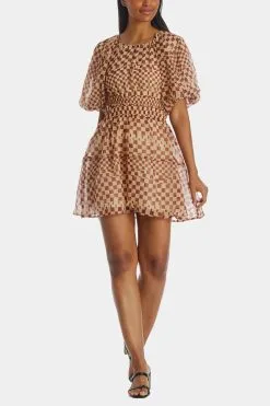 MOON RIVER Checker Print Mini Dress