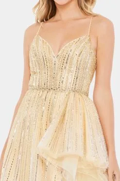 Mac Duggal Embellished Sleeveless Draped A Line Gown -Jewelry Accessories f24585f0 feb2 4721 8716 da016a312f94