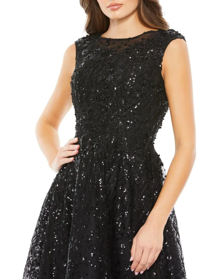 Mac Duggal Sequined Cap Sleeve Fit And Flare Dress 5 Mac Duggal Sequined Cap Sleeve Fit And Flare Dress - Image 3