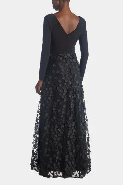 XSCAPE Long Sleeve Ruched Flower Dress -Jewelry Accessories f6ec6b7b 6fdd 4463 a249 5bf9e3838a36