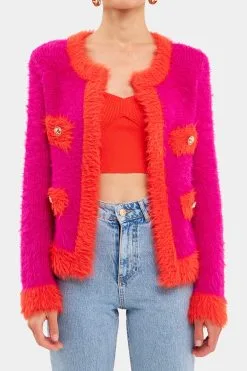 Endless Rose Fuzzy Colorblock Cardigan -Jewelry Accessories f77ff7d7 b4e2 4664 9423 098a192c6efe