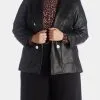 Anne Klein Vegan Leather Faux Double Breasted Jacket -Jewelry Accessories fee51cee 8f2c 4f49 9b6d ddecbec0fc5f