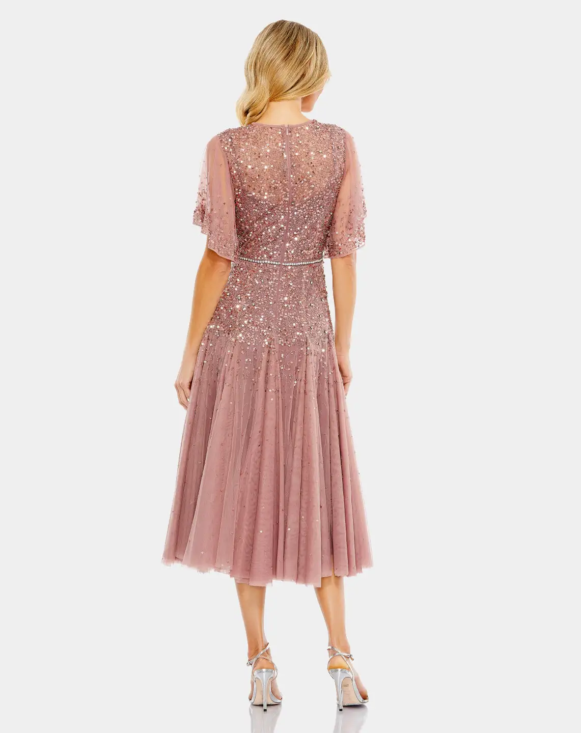 Mac Duggal Embellished Illusion Neck Butterfly Sleeve Midi Dress 8 Mac Duggal Embellished Illusion Neck Butterfly Sleeve Midi Dress - Image 6