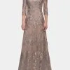 La Femme Long Lace Dress Sequins And Sheer 3/4 Sleeves -Jewelry Accessories ffe7f5d4 175b 49fa bc73 430d7940886f